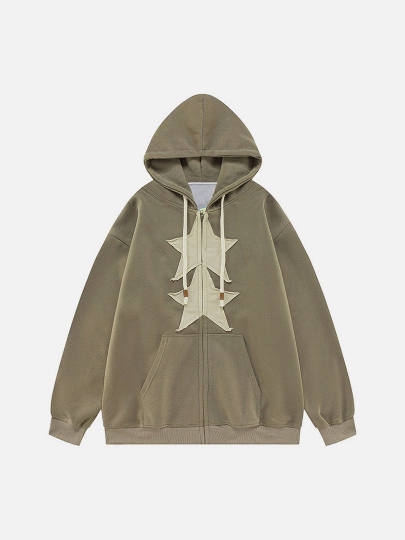 Sweat a Capuche Aelfric Eden Embroidery Star Zip Up Bleu | TEV-09151100